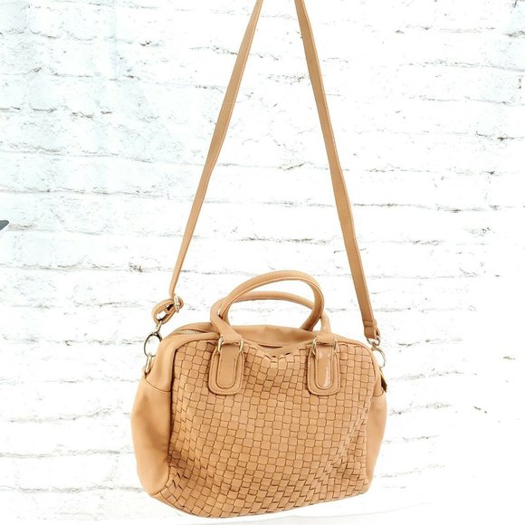 Cornelia Guest Womens Chestnut Braided Leather Convertible Handbag Purse - Picture 2 of 15